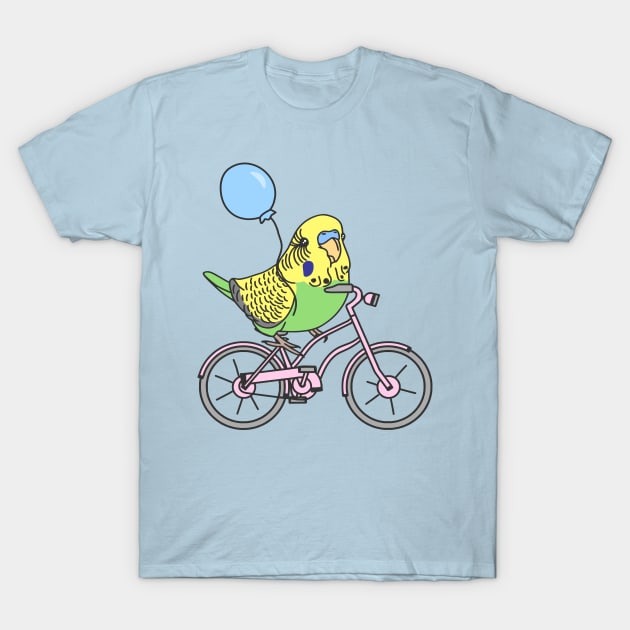 green budgie on a bike T-Shirt by FandomizedRose